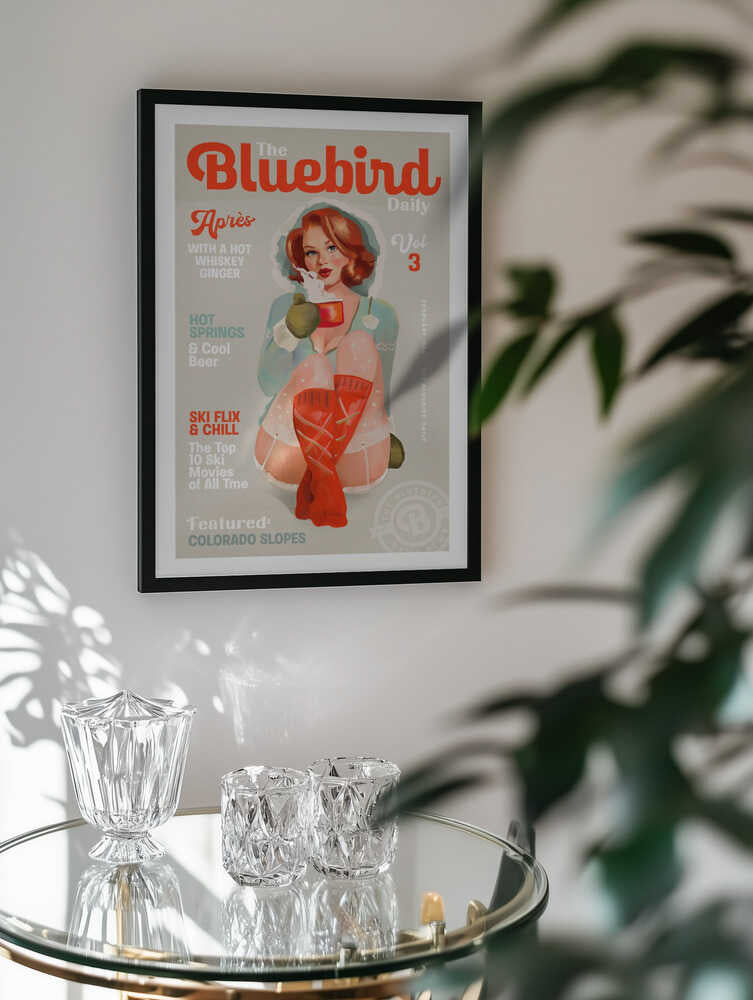 The Bluebird Daily Vintage Pin Up Ski Art