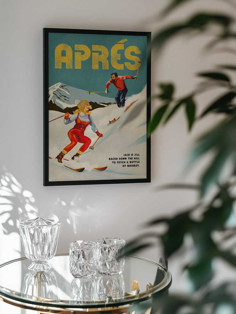 Vintage Pin Up Apres Whiskey Ski Couple