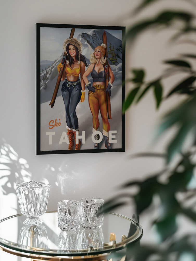 Tahoe California Vintage Pin Up Ski Bunnies