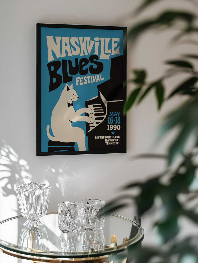 Vintage Blues Cat Piano