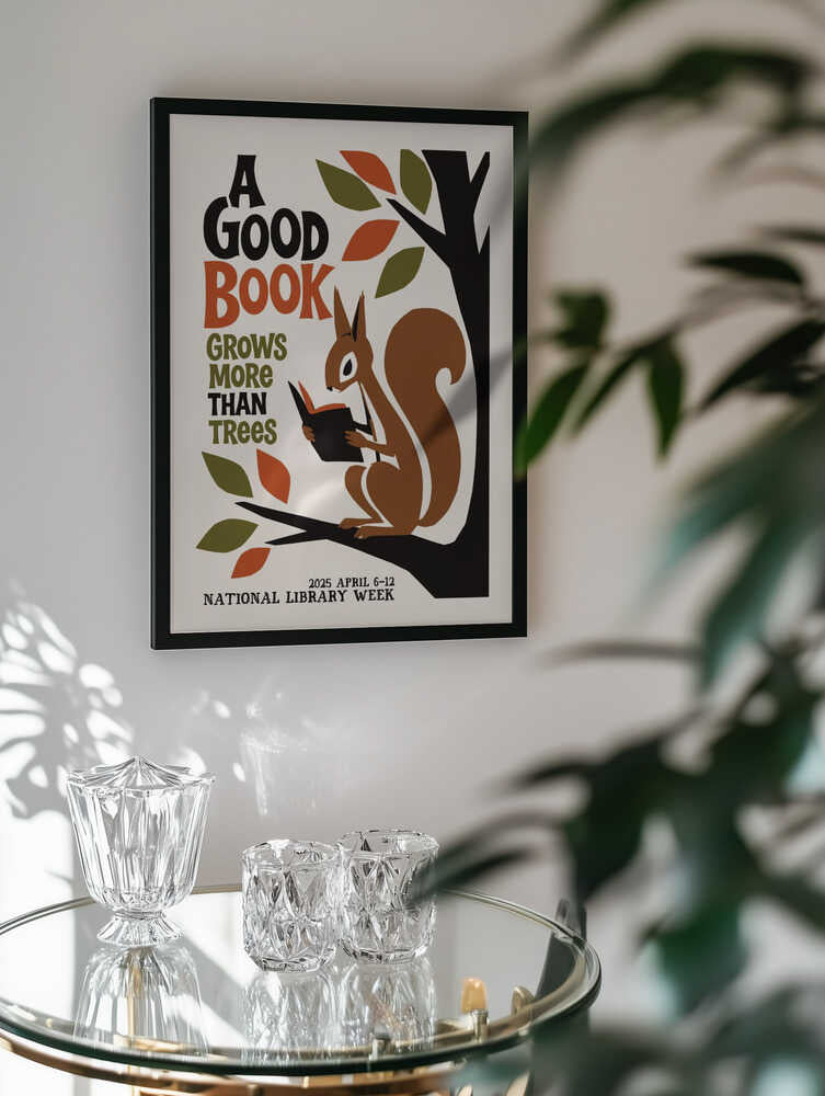 Whimsical Reading Squirrel