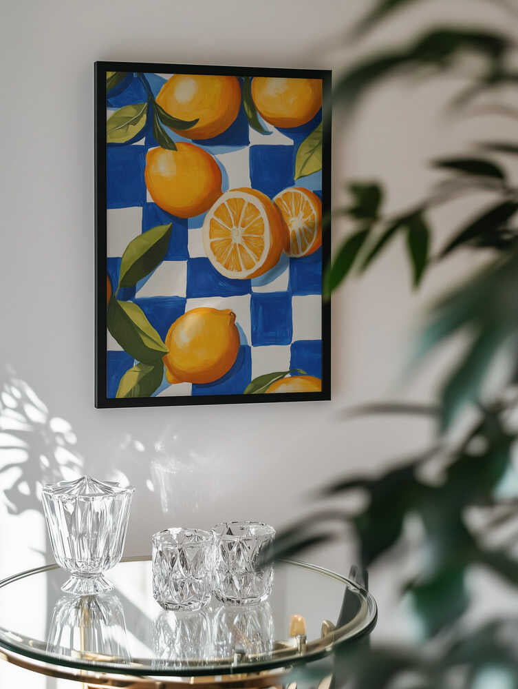Oranges On Blue Checks