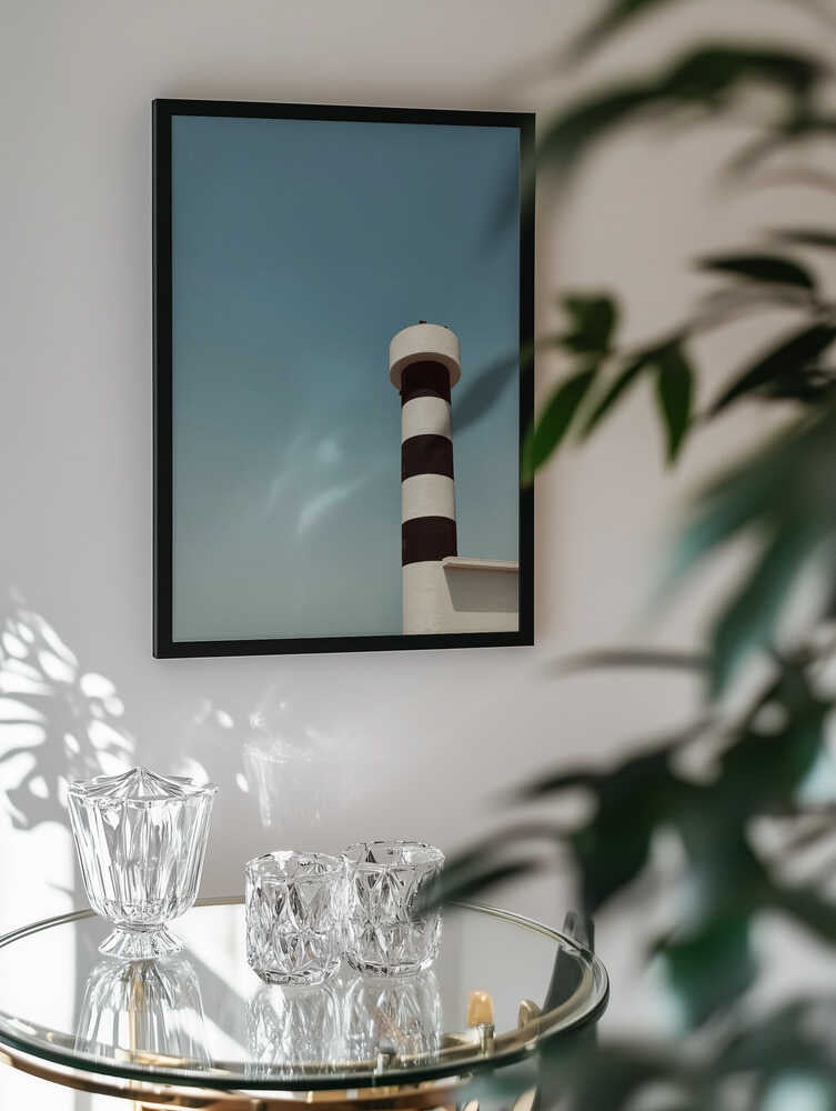 Striped Lighthouse Blue Sky