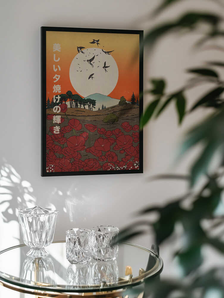 Japanese Swallows Sunset
