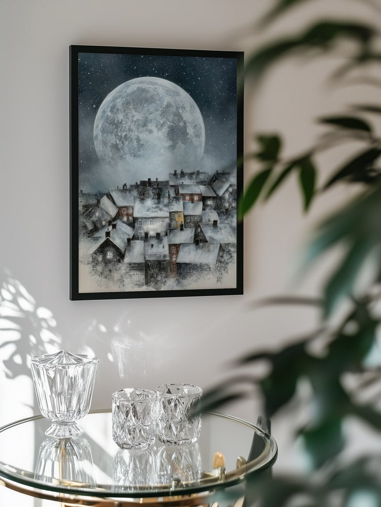 Moonlit Snowy Town