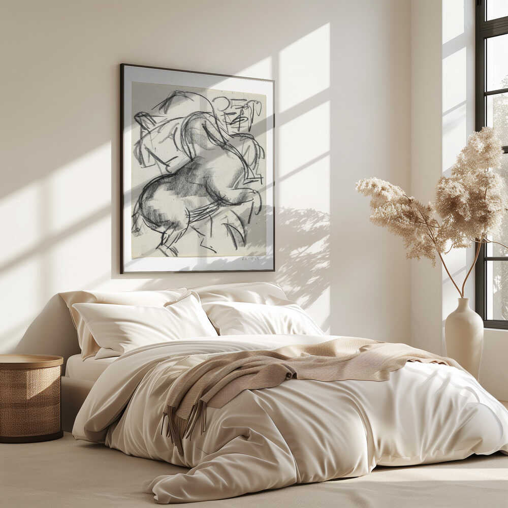 Steigerend Paard Met Figuur Op De Achtergrond
