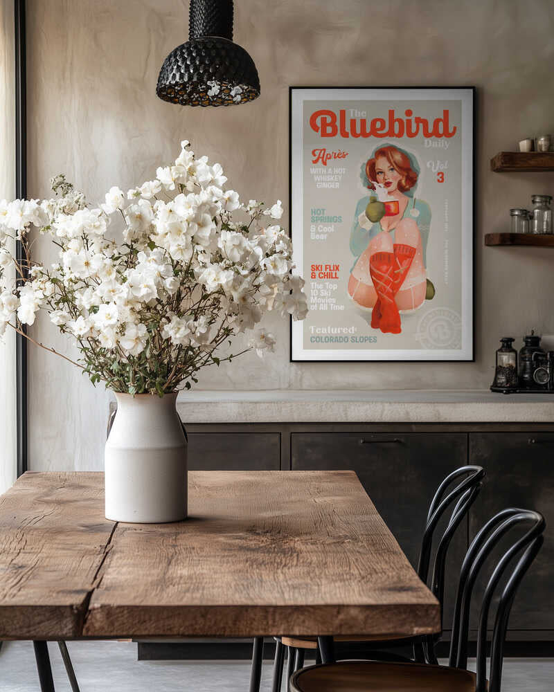 The Bluebird Daily Vintage Pin Up Ski Art
