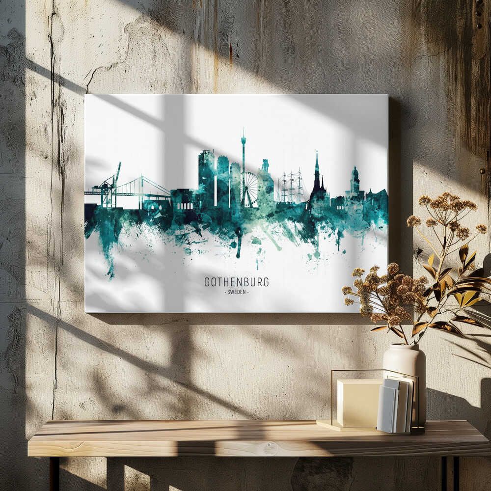 Göteborg Watercolor Skyline