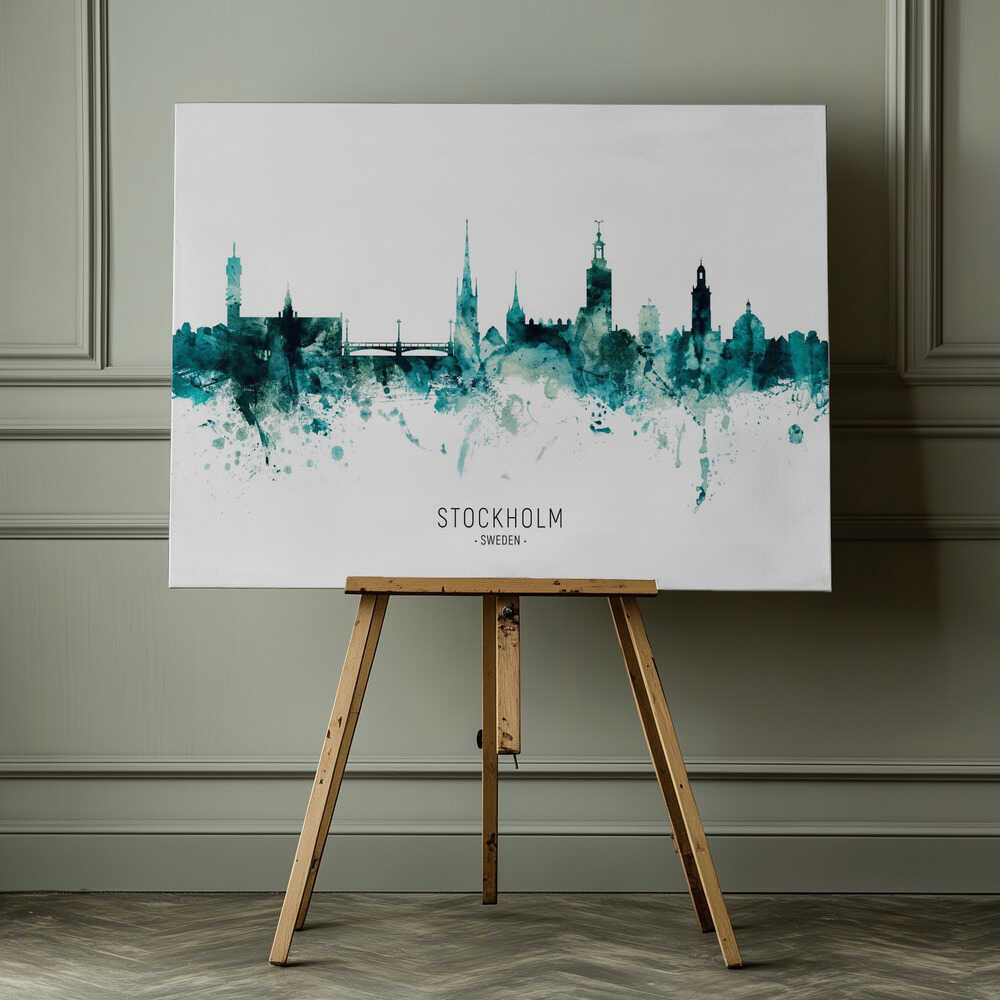 Stockholm Watercolor Skyline