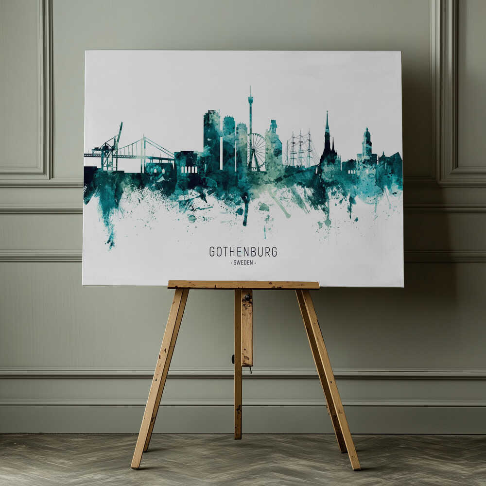 Göteborg Watercolor Skyline