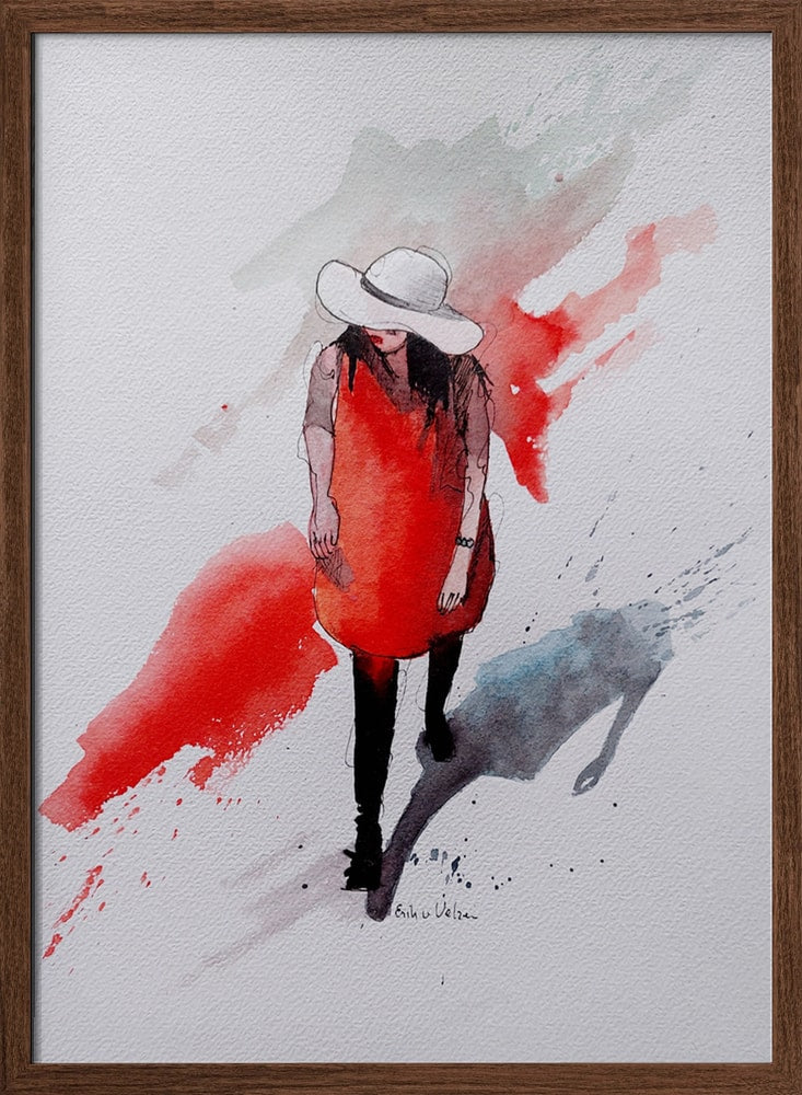 Red Dress Watercolor