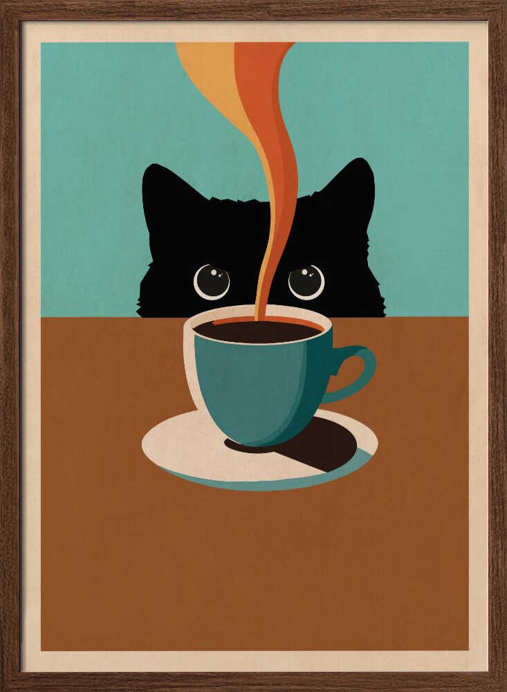 Nyfiken katt och kaffe