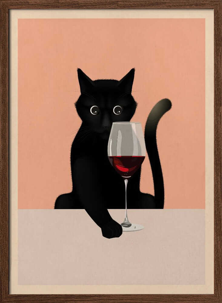 Svart katt och vinglas