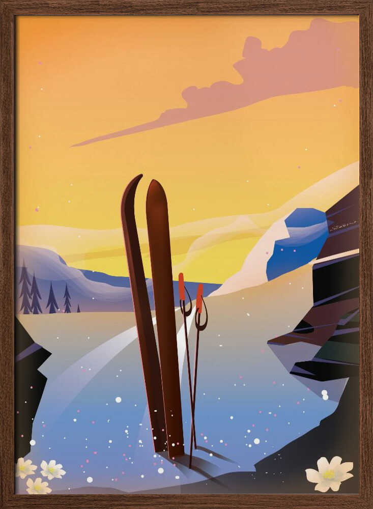 Winter Sunset Skis