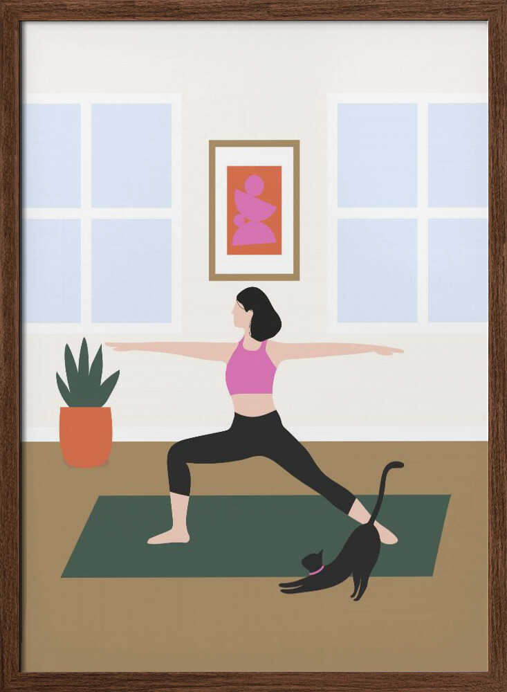 Warrior Pose with Cat