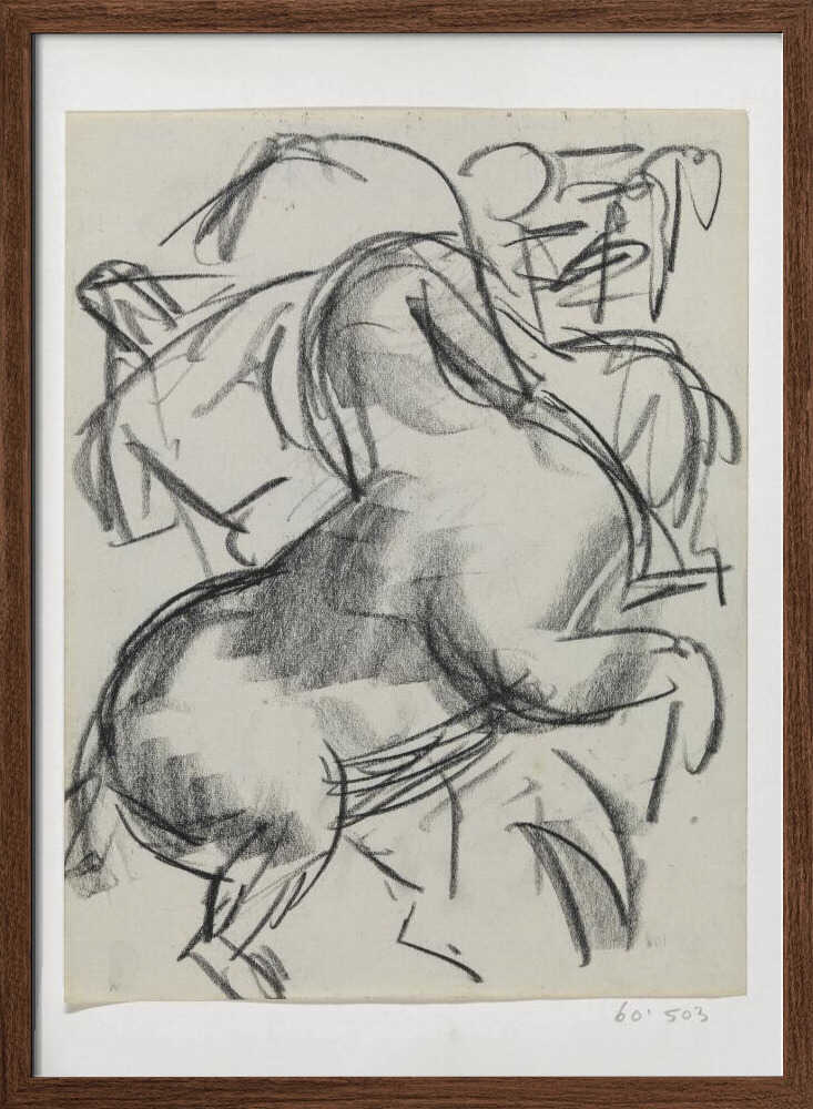 Steigerend Paard Met Figuur Op De Achtergrond