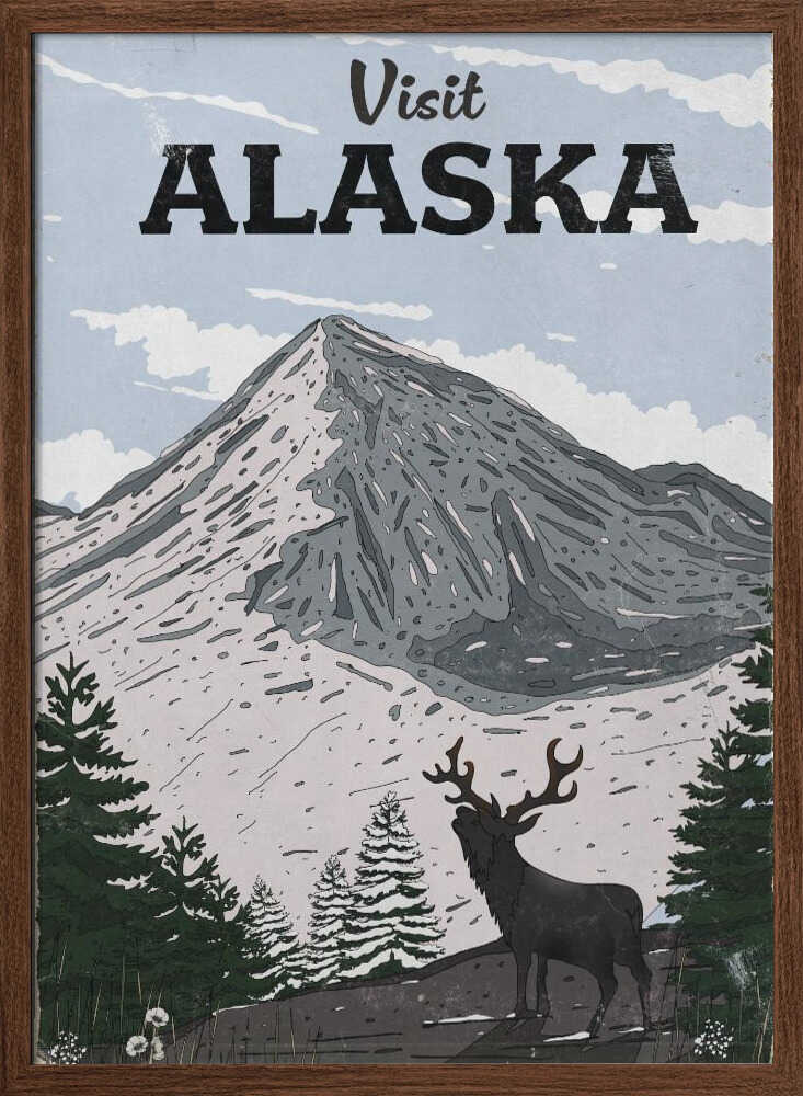 Besök Alaska – vintage reseaffisch