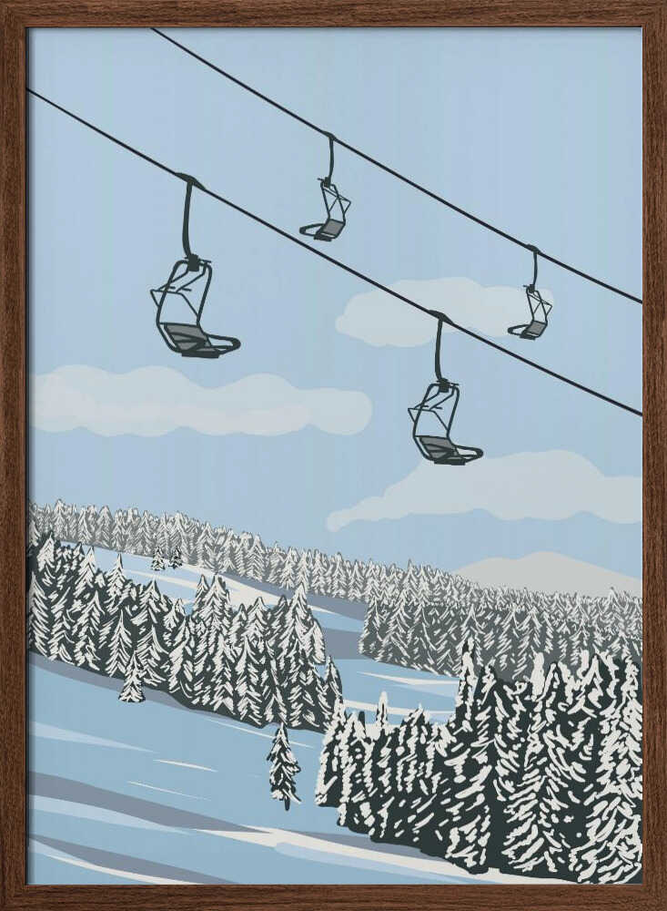 Snowy Mountain Ski Lifts