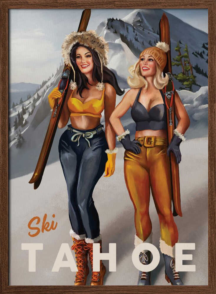 Tahoe California Vintage Pin Up Ski Bunnies
