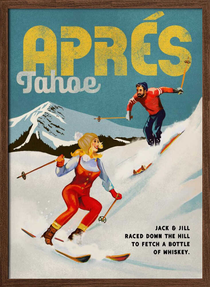 Apres Ski Lake Tahoe California Vintage Skiing Art
