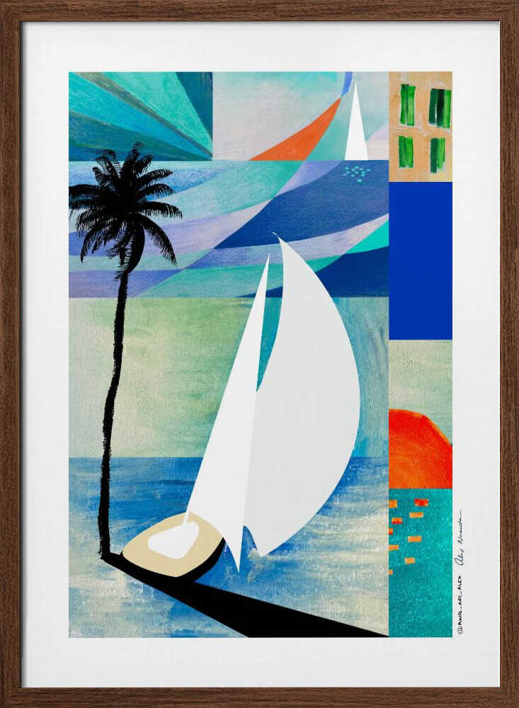Abstract Coastal Sailboat