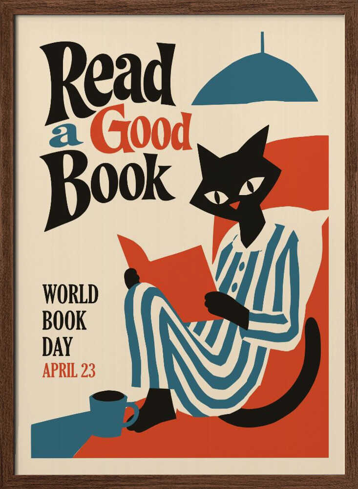 Cozy Black Cat Reading
