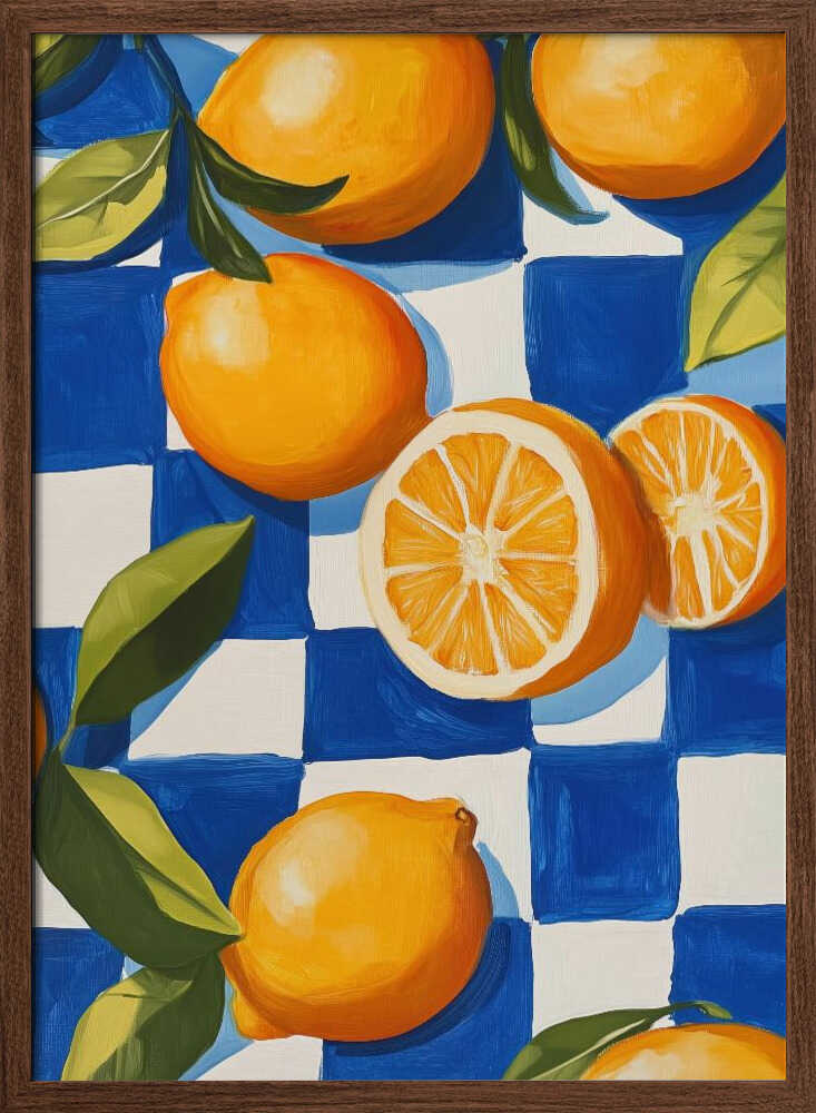 Oranges On Blue Checks