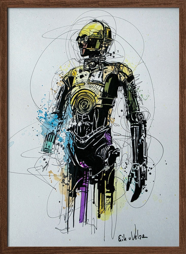 Golden Robot Abstract Art