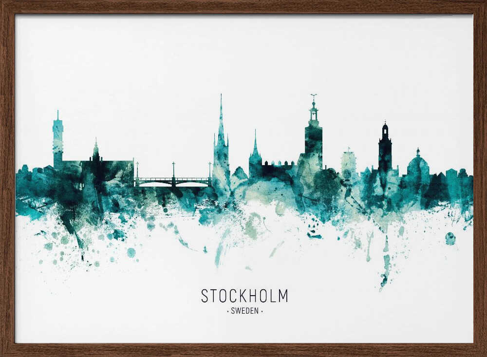 Stockholm Watercolor Skyline