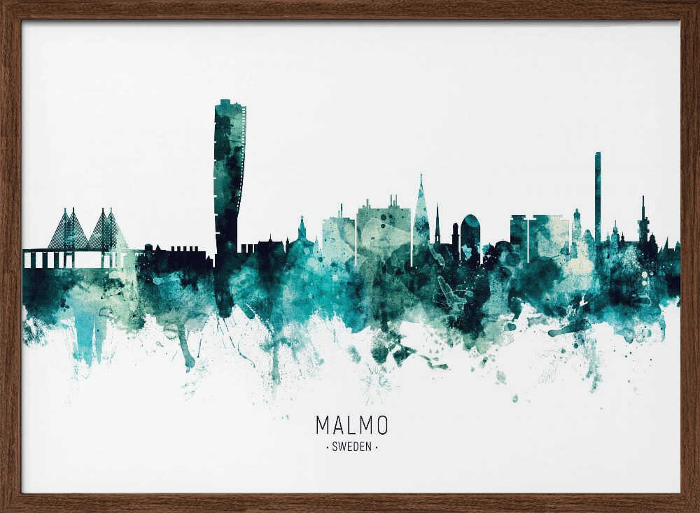 Malmo Watercolor Skyline