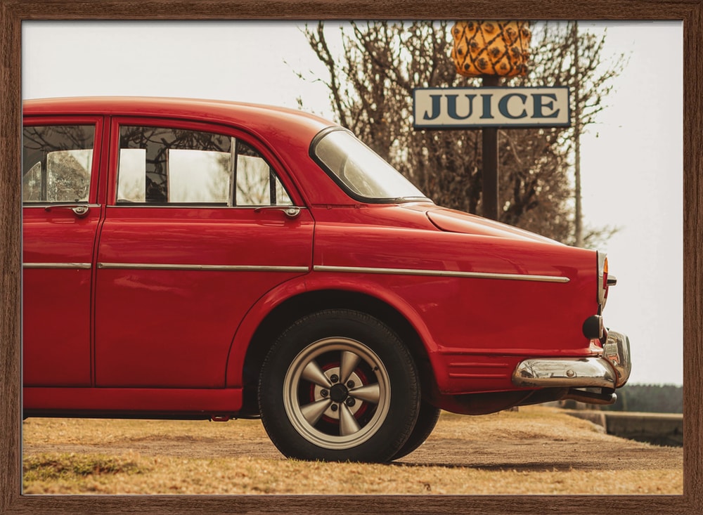 Red Vintage Car Juice Sign