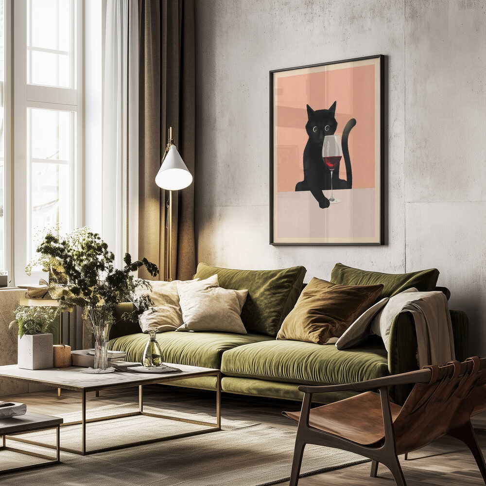 Svart katt och vinglas