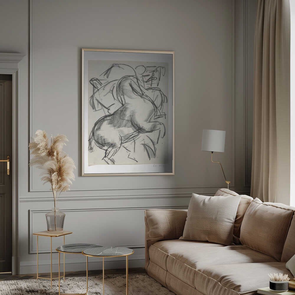 Steigerend Paard Met Figuur Op De Achtergrond