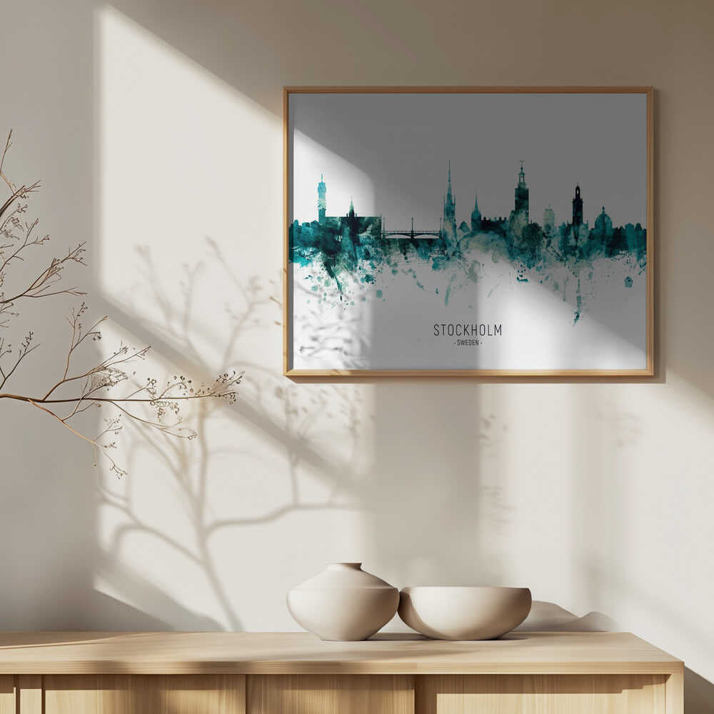 Stockholm Watercolor Skyline
