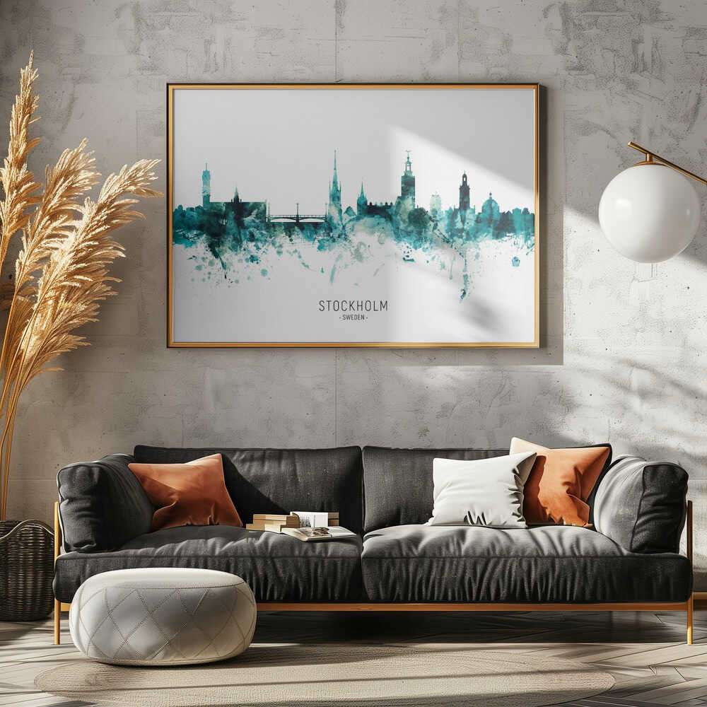 Stockholm Watercolor Skyline