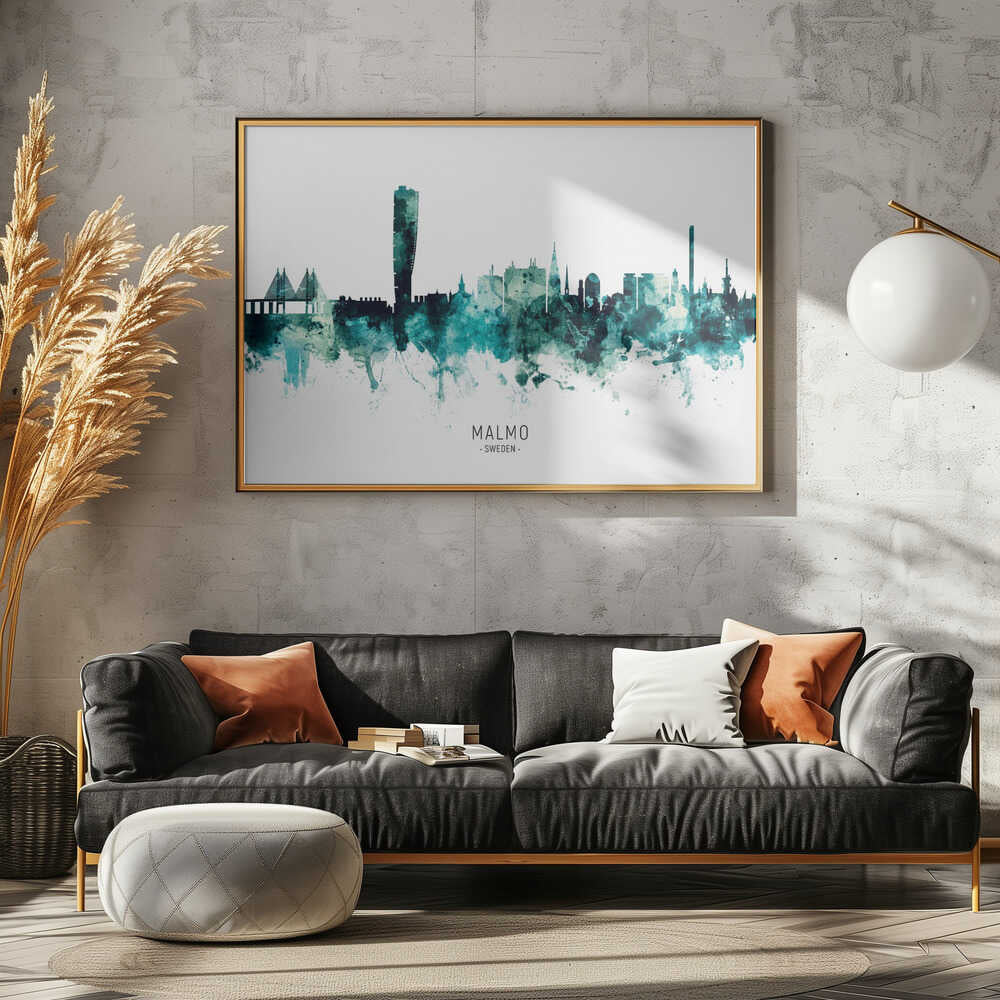 Malmo Watercolor Skyline