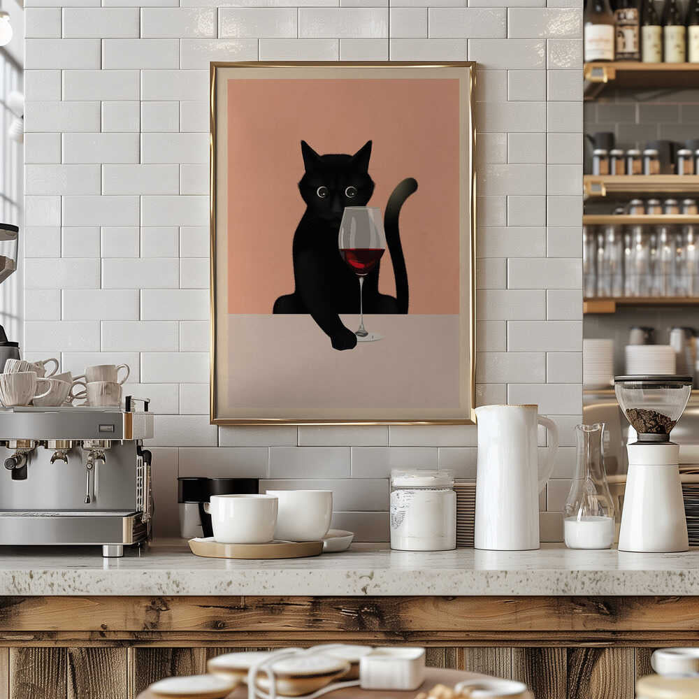 Svart katt och vinglas