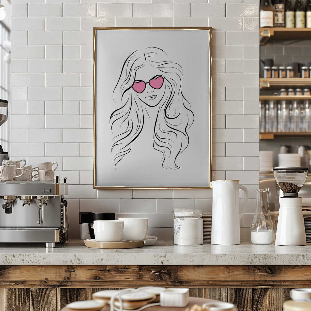 Girl with Heart Sunglasses