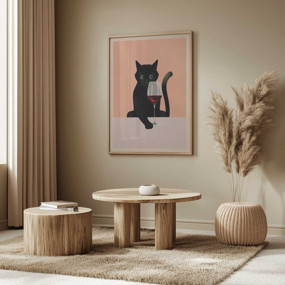Svart katt och vinglas
