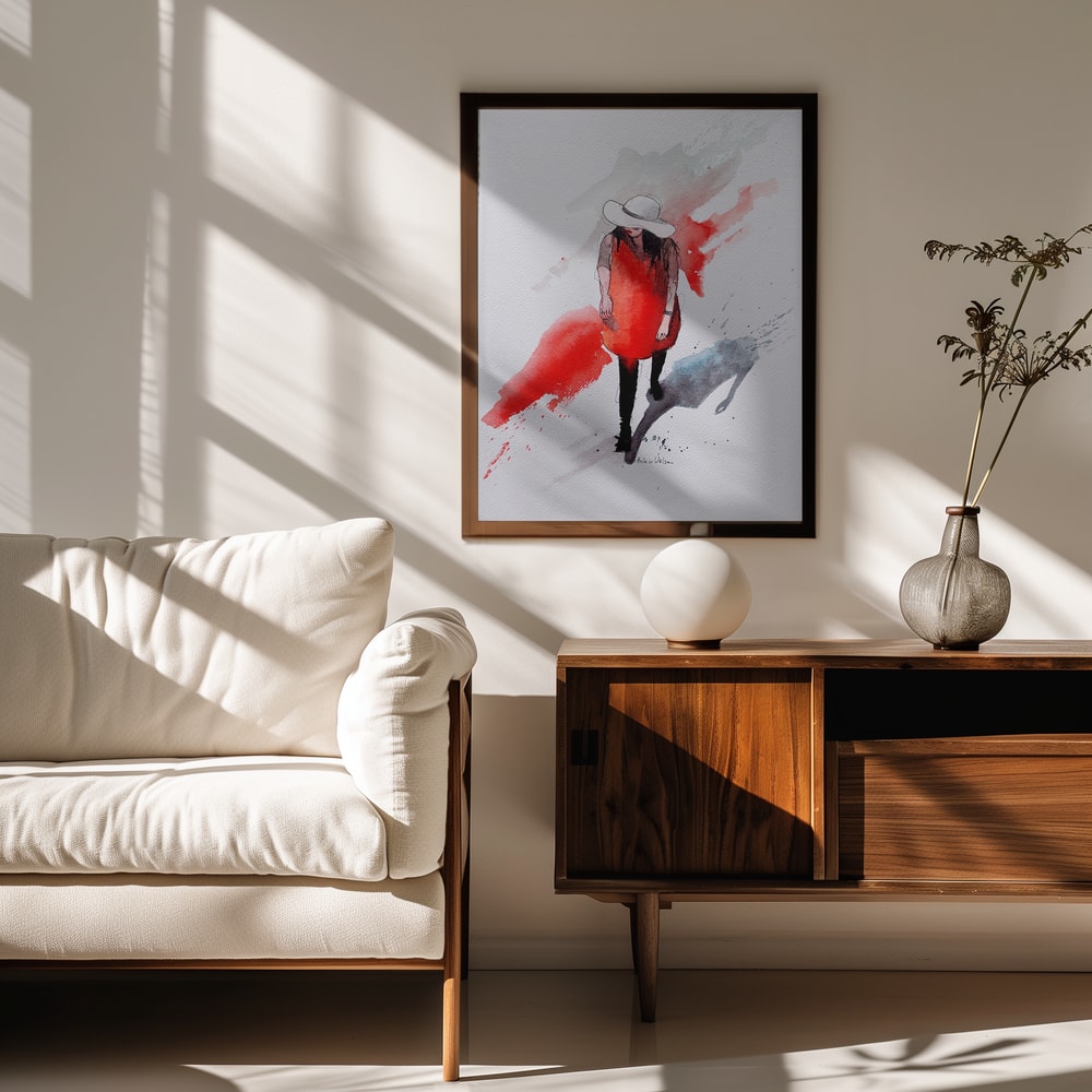 Red Dress Watercolor