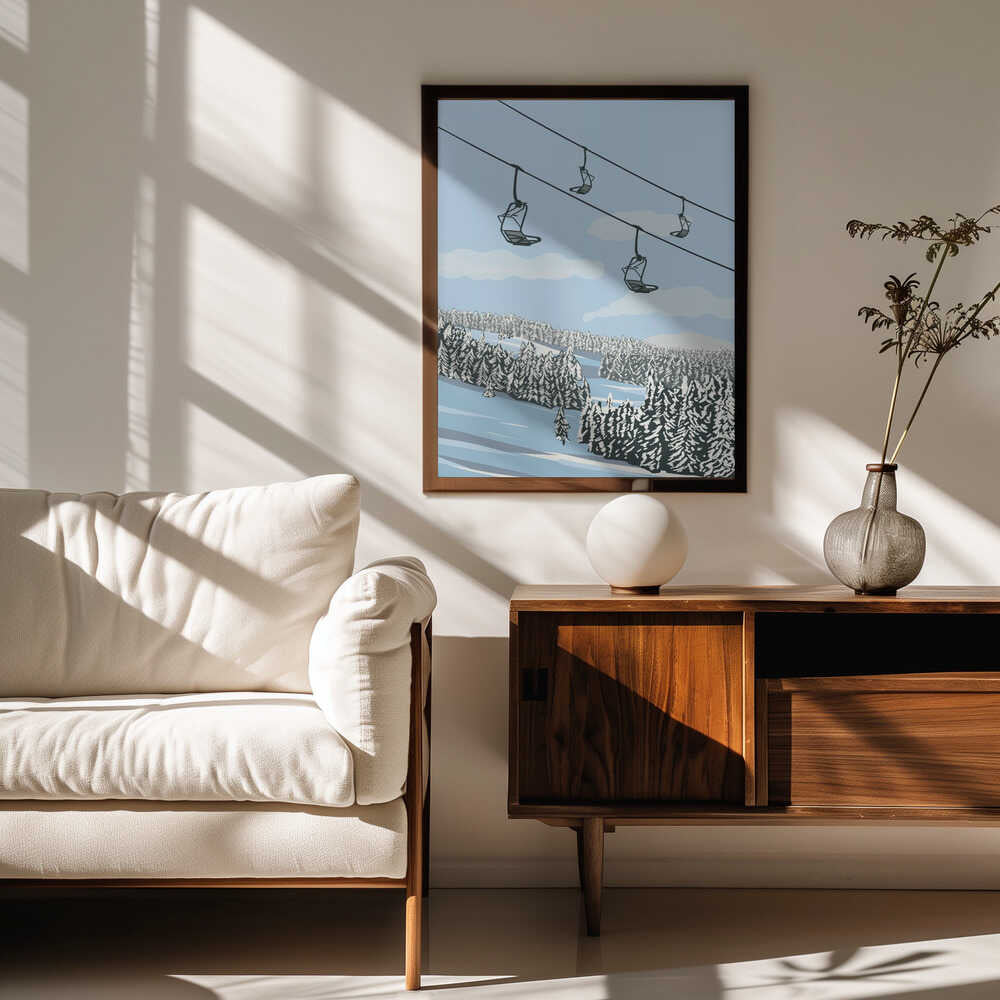 Snowy Mountain Ski Lifts