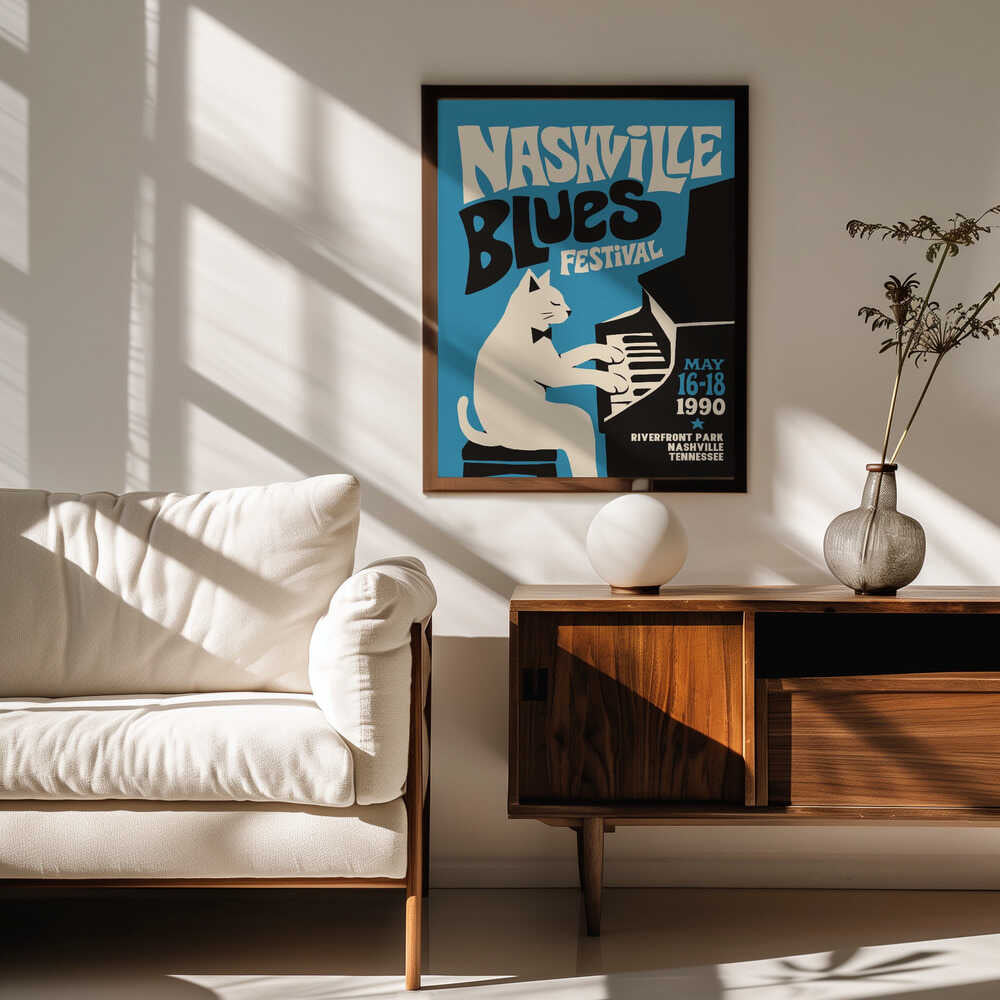 Vintage Blues Cat Piano