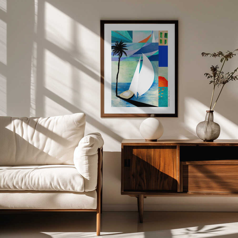 Abstract Coastal Sailboat