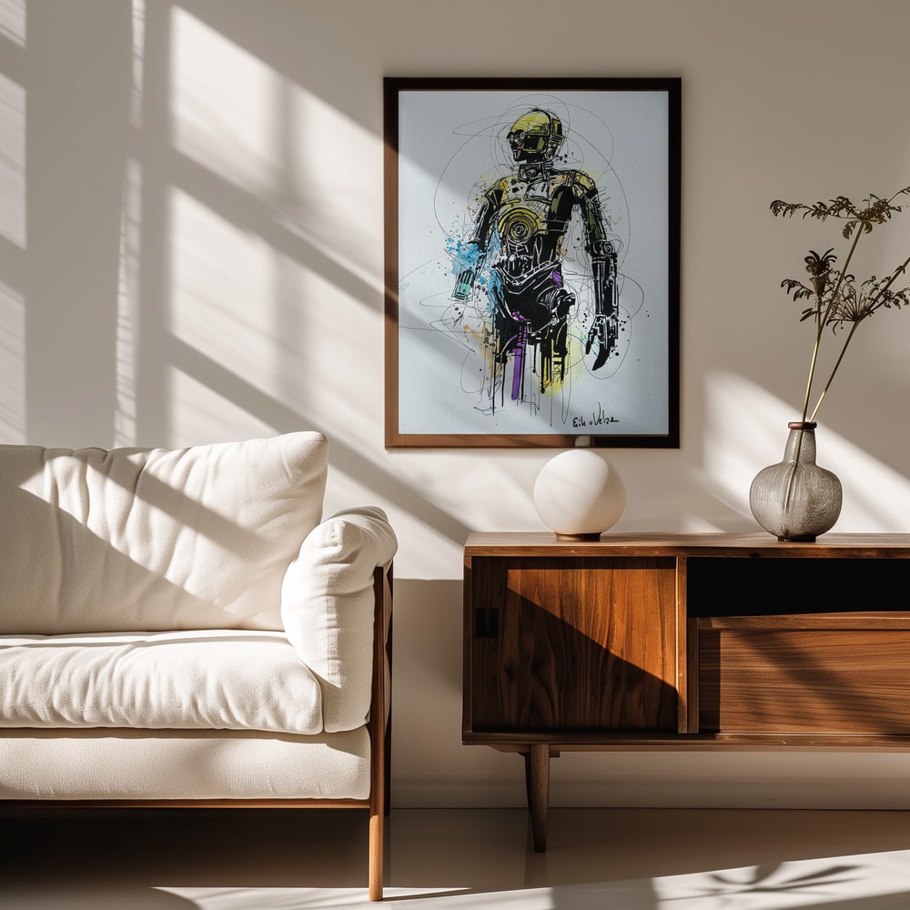 Golden Robot Abstract Art
