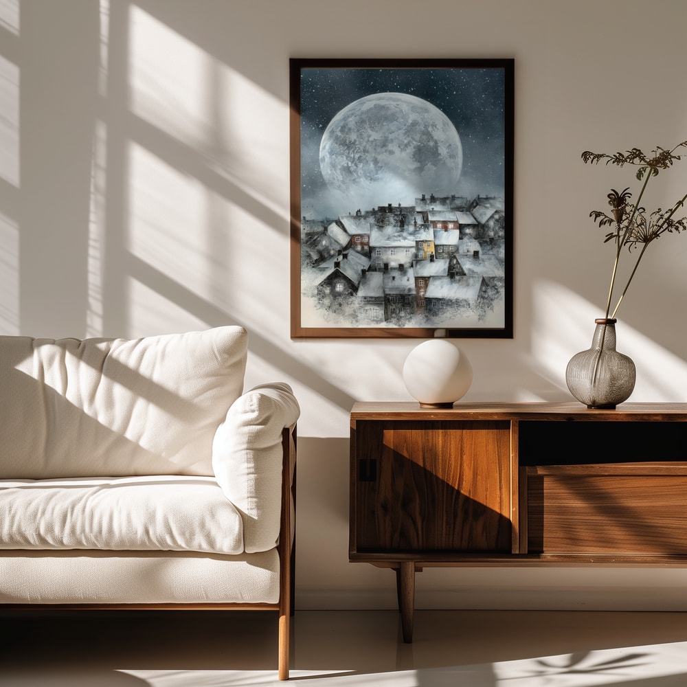 Moonlit Snowy Town