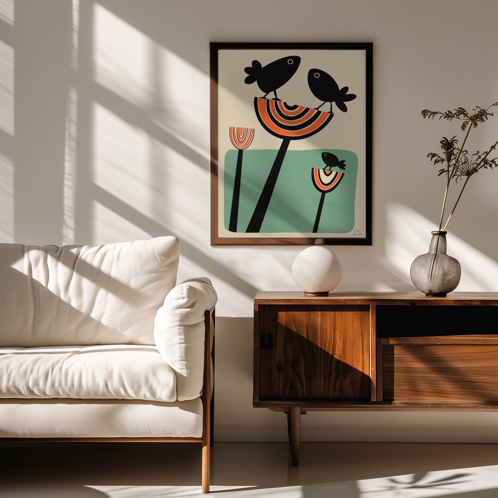 Whimsical Birds on Plants