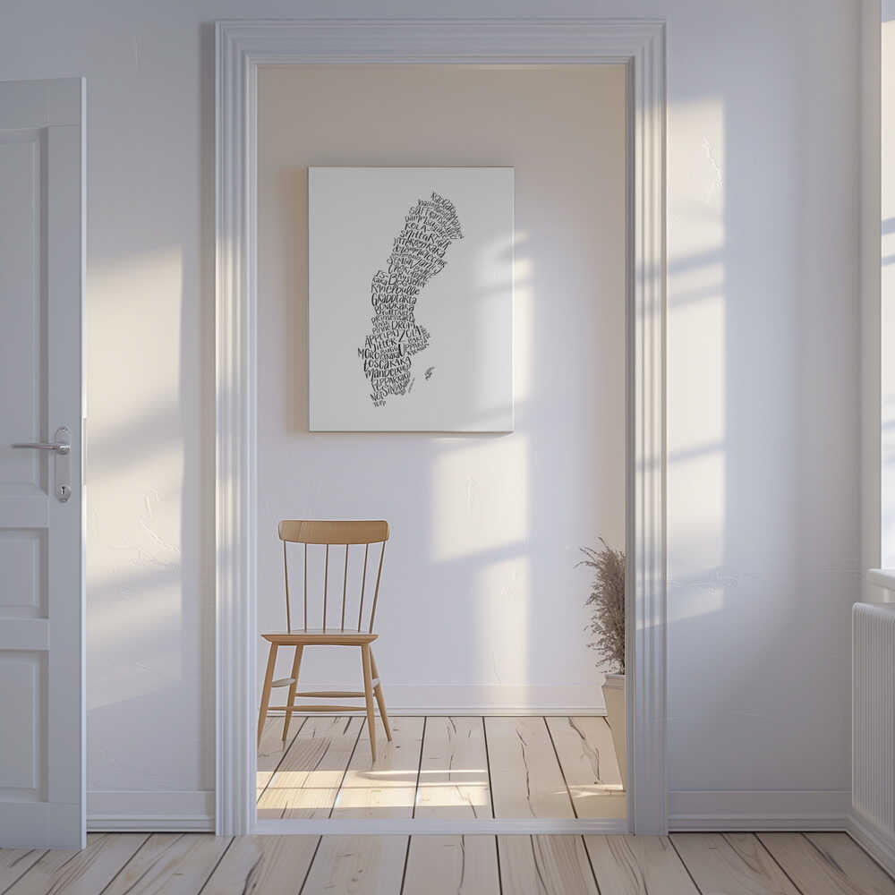 Fika-karta Sverige - Svartvit