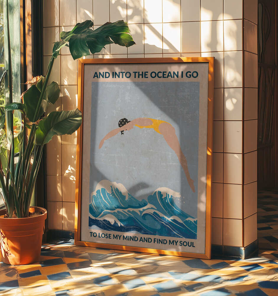 Woman Diving Ocean Waves