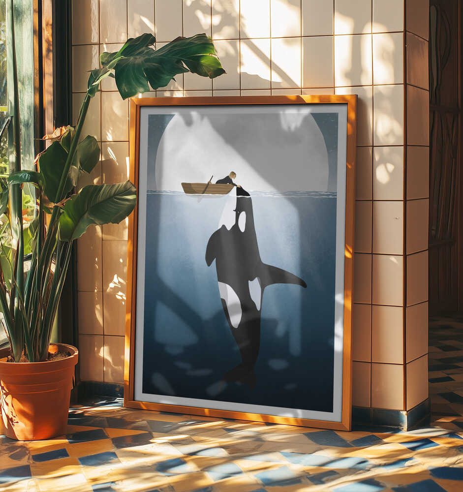 Man And Orca Moonlight