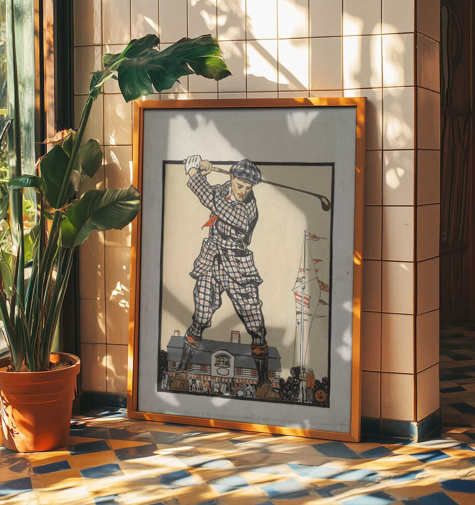 Man Swinging Golf Club